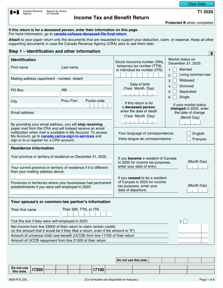 Preview of Fill Out Income Tax and Benefit Return (T1 General) Online