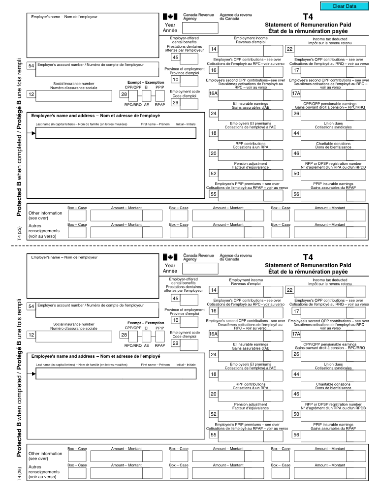 Preview of Fill Out Statement of Remuneration Paid (T4) Online