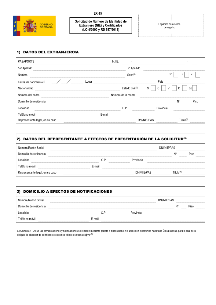 Preview of Fill Out Application for Foreigner Identity Number (EX-15) Online