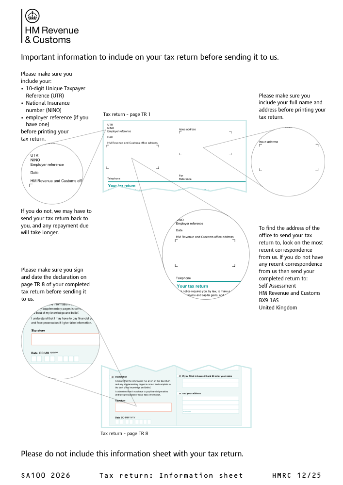 Preview of Fill Out Self Assessment tax return (SA100) Online