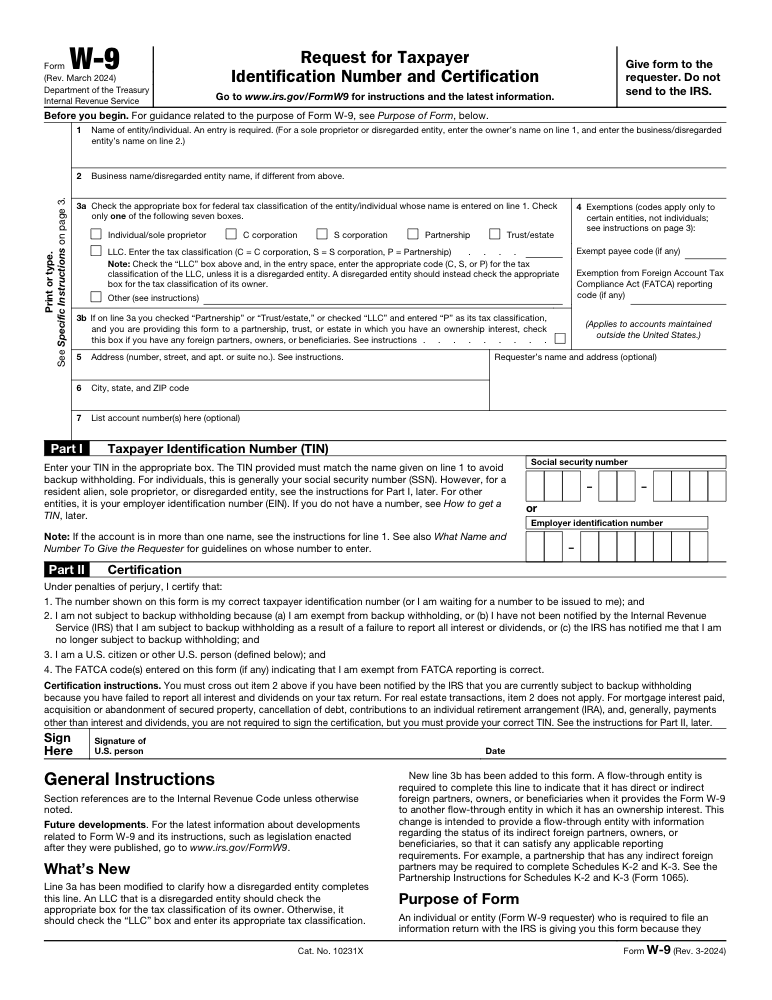 Preview of Fill Out Request for Taxpayer Identification Number (W-9) Online